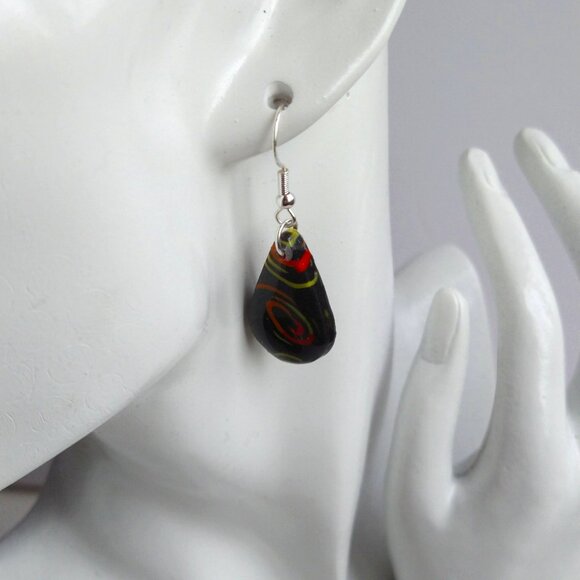 Handmade colormix polymer clay earrings. Boucles d'oreilles en pâte polymère - Picture 5 of 6